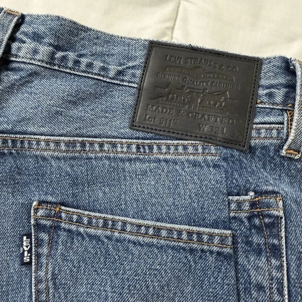 Levi's Made & Crafted 511 Pieced Out Jeans Mens 32x32 Blue Contrast Panel Slim
